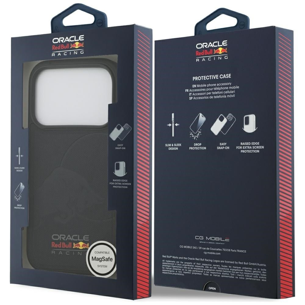 Red Bull iPhone 17 Pro - Meshed Debossed Bull MagSafe - Σκληρή Θήκη με Επένδυση Συνθετικού Δέρματος και Πλαίσιο Σιλικόνης - Navy - RBHMP17L24PUBUFV
