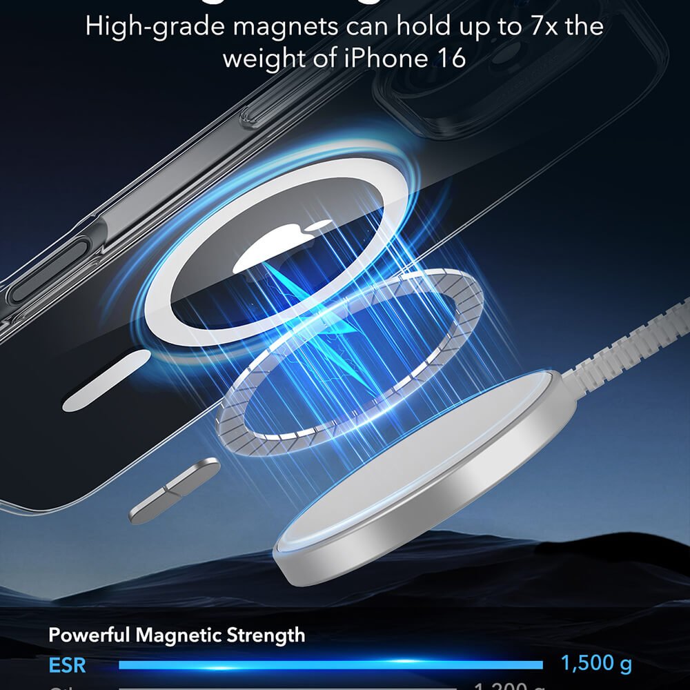 ESR iPhone 16 Classic Hybrid Halolock Σκληρή Θήκη με Πλαίσιο Σιλικόνης και MagSafe - Διάφανη