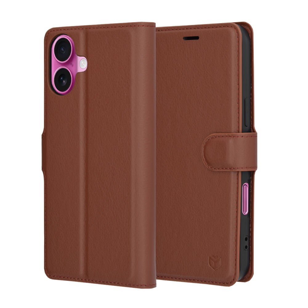 Techsuit iPhone 16 Plus - Leather Folio - Θήκη Πορτοφόλι από Δερματίνη με Stand - Brown