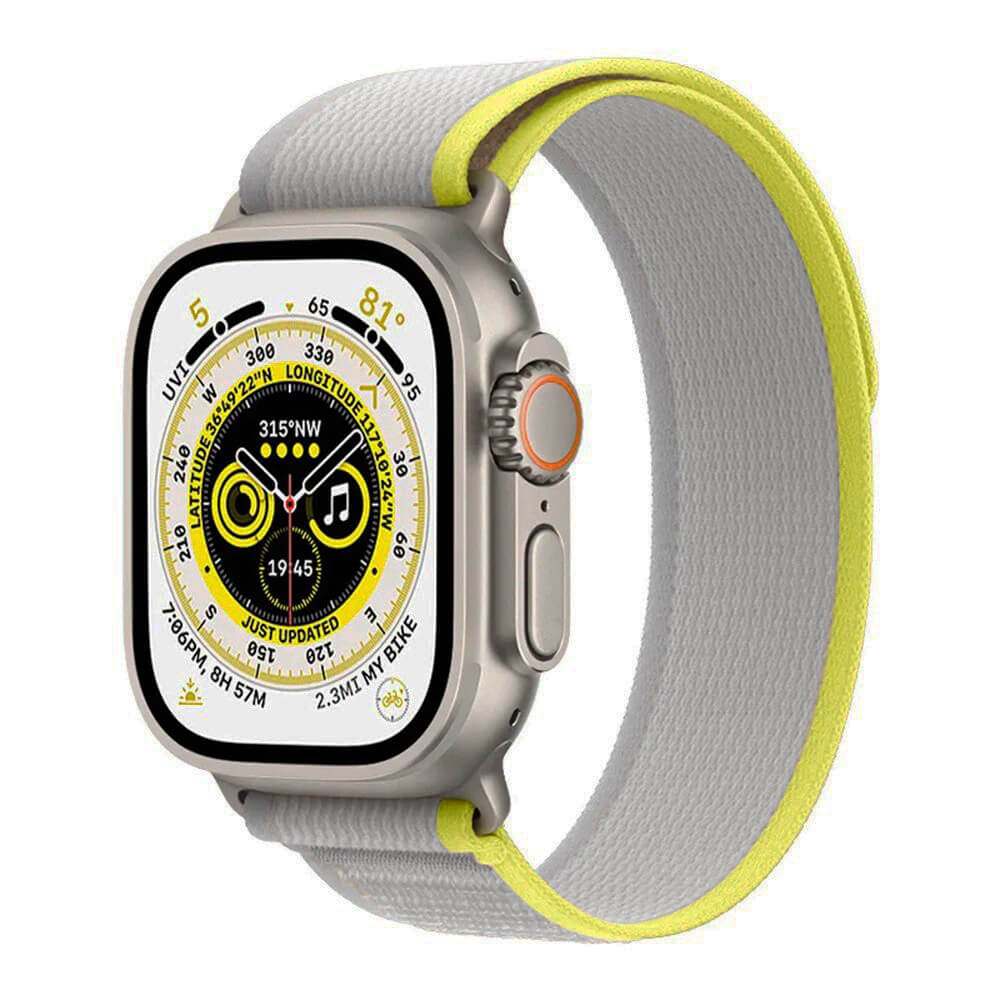 Techsuit Λουράκι Apple Watch 4/5/6/7/8/9/10/11 - SE (1/2/3) - ULTRA (1/2/3) - 44/45/46/49mm Watchband W039 Nylon - Yellow / Gray