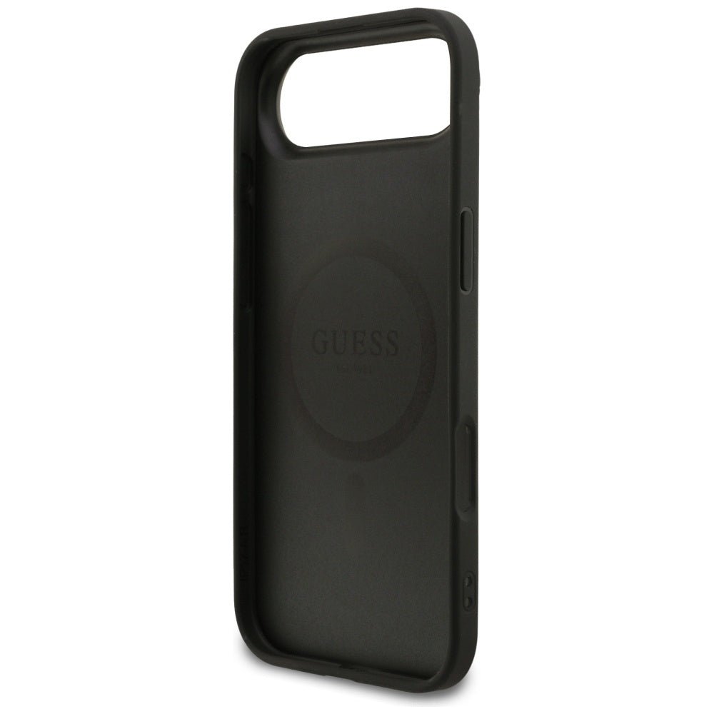 Guess iPhone Air - 4G Ring Classic Logo MagSafe - Σκληρή Θήκη με Πλαίσιο Σιλικόνης και Επένδυση Συνθετικού Δέρματος - Black - GUHMP17MG4GFRK