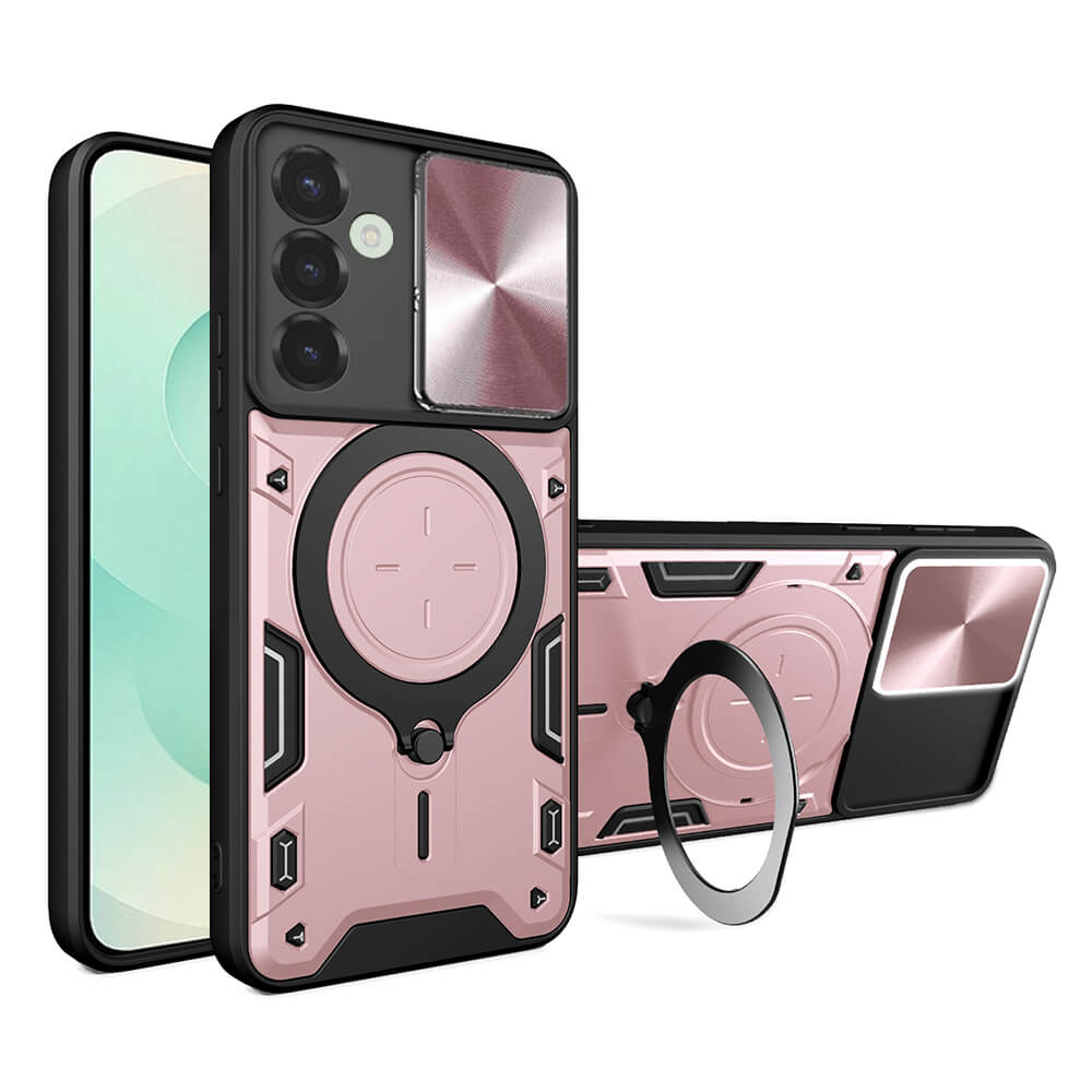 Techsuit Samsung Galaxy S25 Plus - CamGuard Pro - Σκληρή Θήκη με Προστασία Καμερών και Δαχτυλίδι Συγκράτησης - Rose Gold