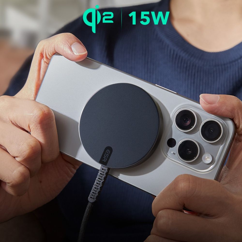 ESR HaloLock QI2 Mini Ασύρματος Φορτιστής MagSafe με Καλώδιο Type - C 15W - Black