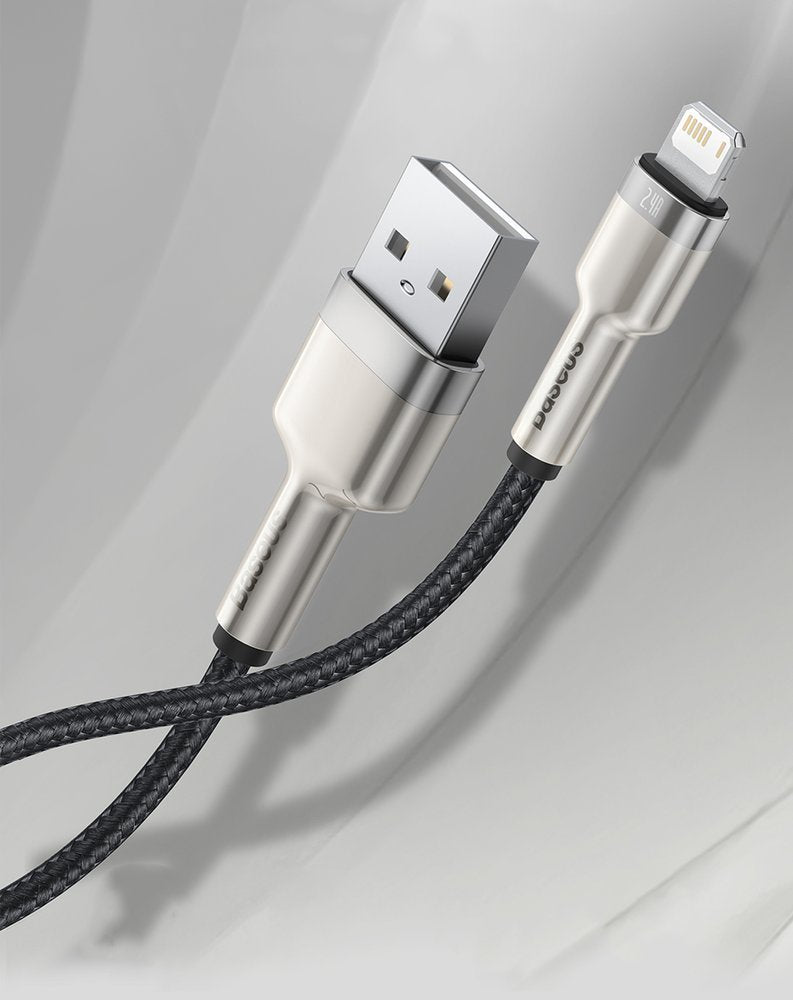 Baseus Cafule Metal Cable Lightning 2.4A - Καλώδιο Δεδομένων και Φόρτισης Lightning 1M - Black - CALJK - A01