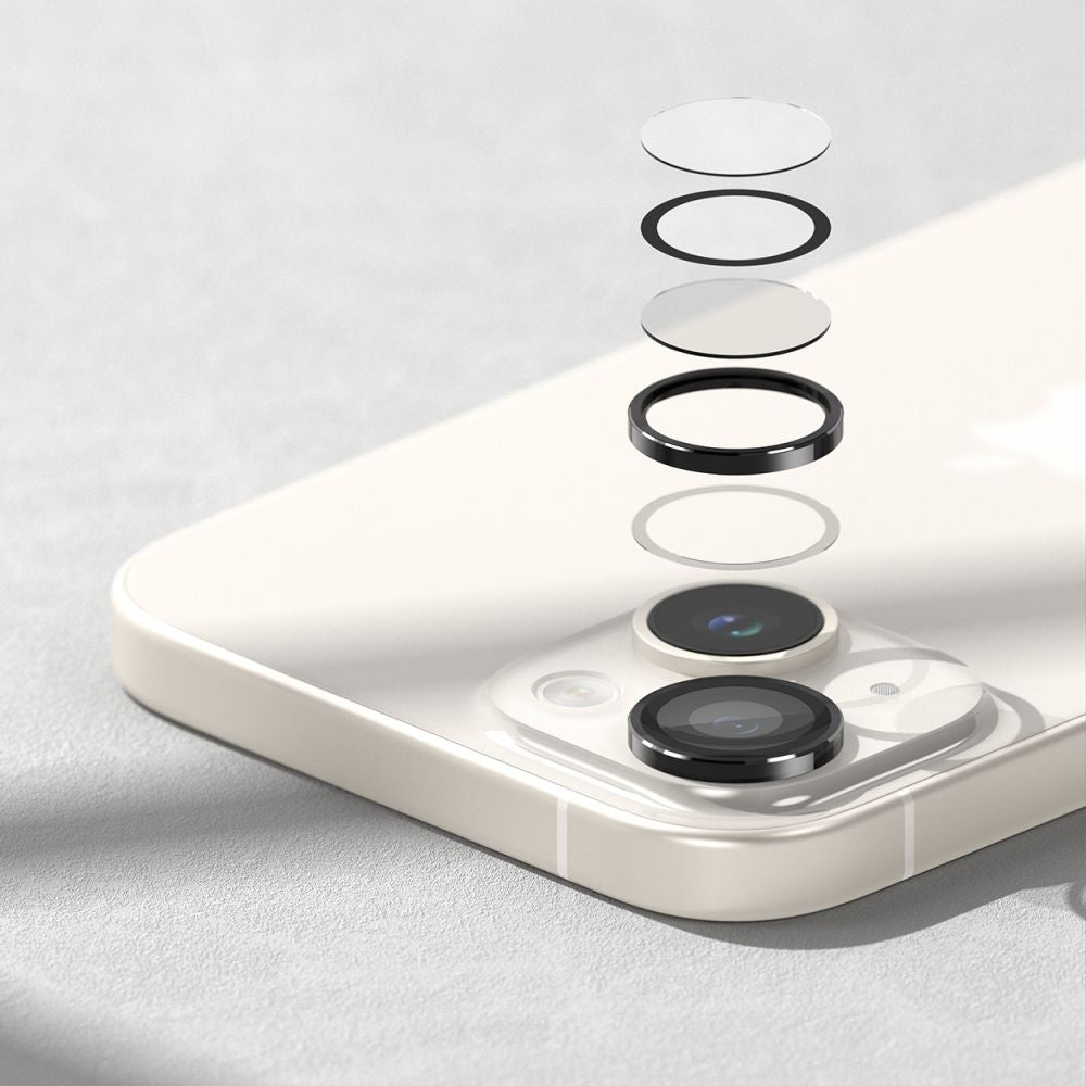 Ringke iPhone 15 / iPhone 15 Plus Lens Frame Glass Αντιχαρακτικό Γυαλί για την Κάμερα - Black
