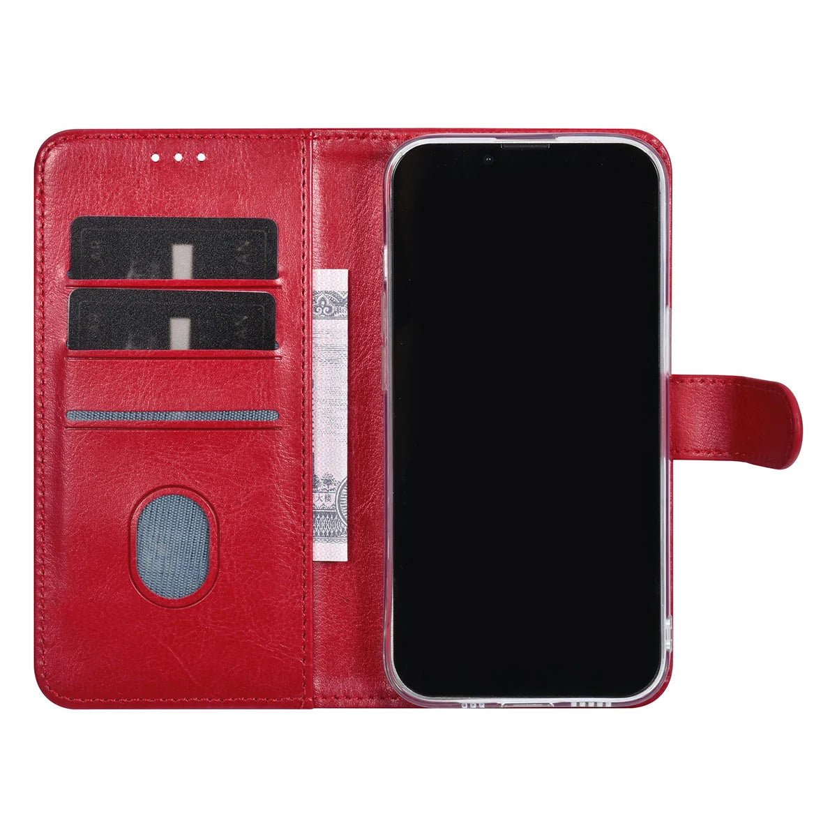 Tuniq iPhone 15 - Θήκη Πορτοφόλι Stand από Δερματίνη - Κόκκινη