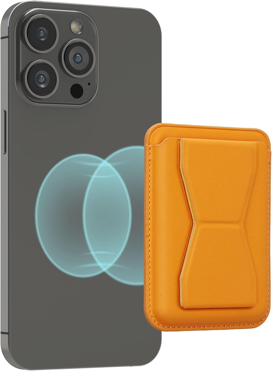 KW iPhone Μαγνητική Θήκη για Πιστωτικές Κάρτες από Συνθετικό Δέρμα με Stand - Yellow