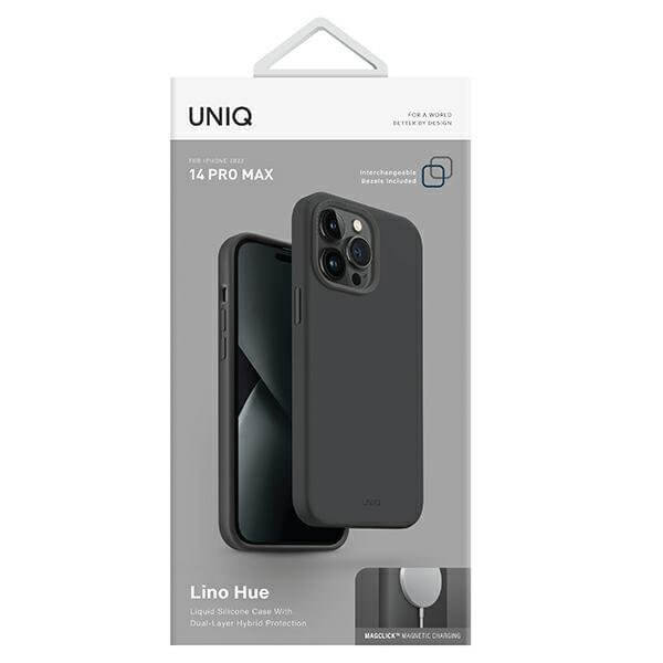 Uniq iPhone 14 Pro Max Lino Hue Magclick Θήκη Σιλικόνης με MagSafe - Grey / Charcoal Grey