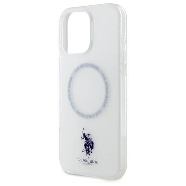 US Polo iPhone 16 Pro - IML Ring - MagSafe Σκληρή Θήκη με Πλαίσιο Σιλικόνης - White - USHMP16LHOCLDPW