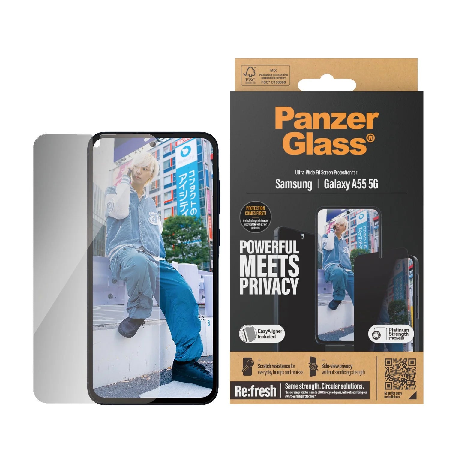 PanzerGlass Samsung Galaxy A55 5G Ultra - Wide Fit Privacy Easy Aligner Αντιχαρακτικό Γυαλί Οθόνης - Black