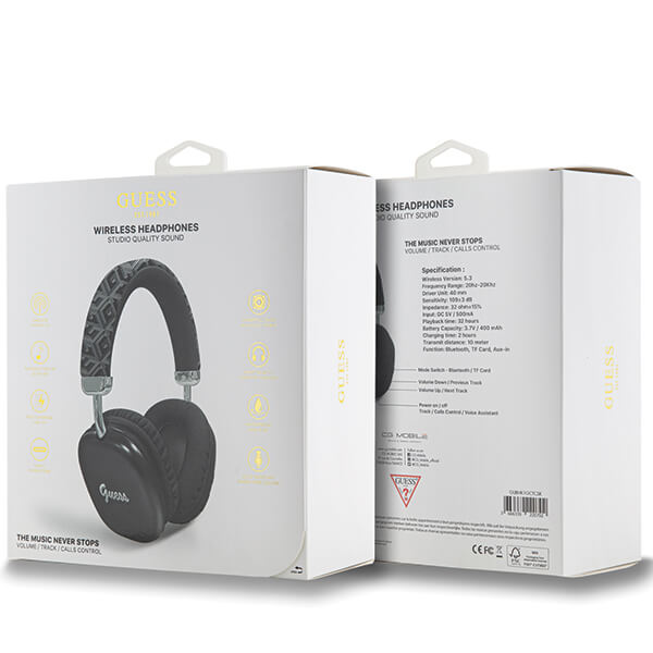 Guess Over - Ear Gcube Metallic Script Logo - Ασύρματα Bluetooth Ακουστικά - Black
