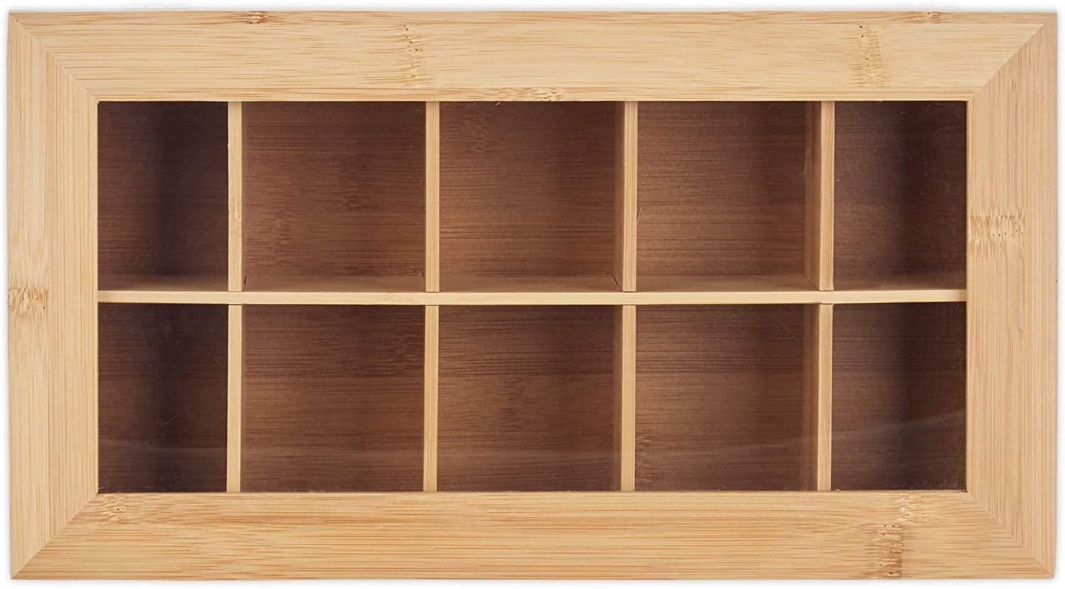 Relaxdays Κουτί Αποθήκευσης για Φακελάκια Τσάι με 10 Διαμερίσματα από Μπαμπού - Natural - 4052025221829