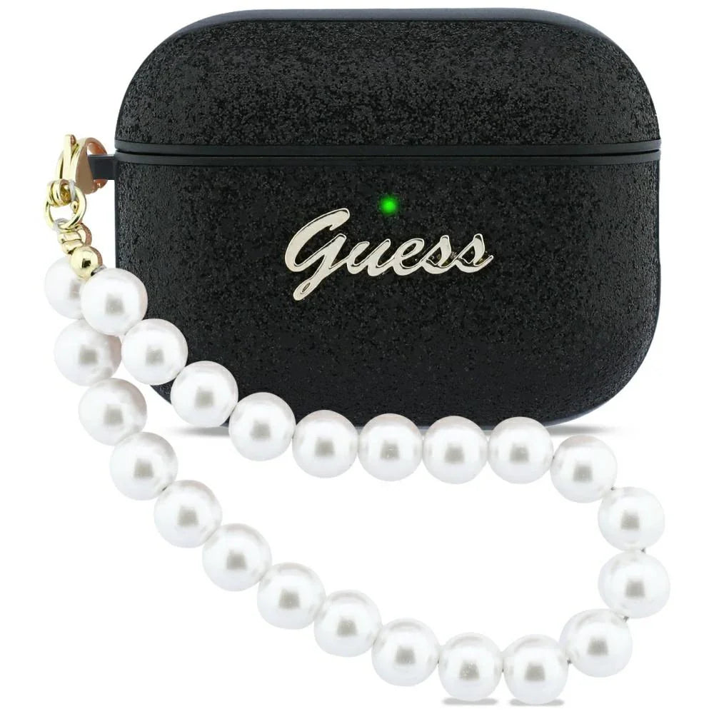 Guess AirPods Pro 3 - Θήκη από Σκληρό Πλαστικό - Glitter Pearl Strap - Black