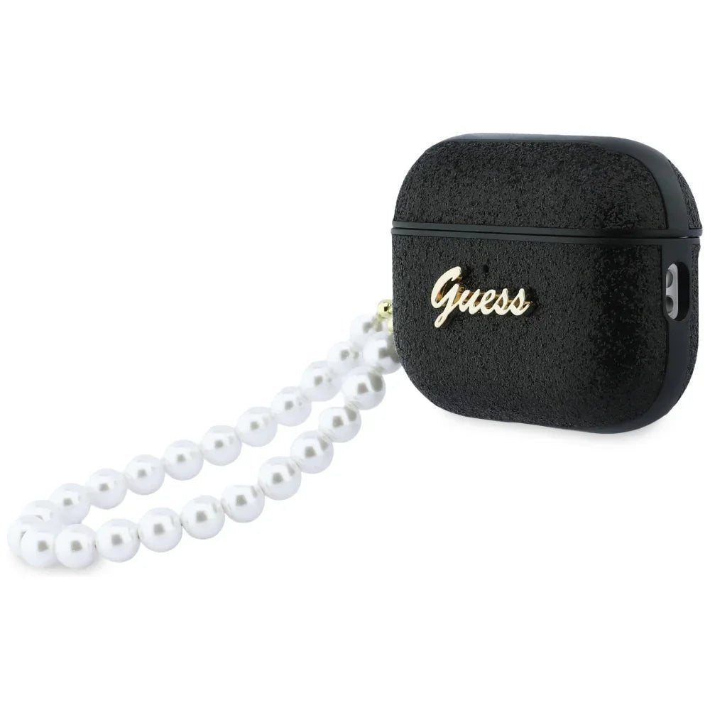 Guess AirPods Pro 3 - Θήκη από Σκληρό Πλαστικό - Glitter Pearl Strap - Black