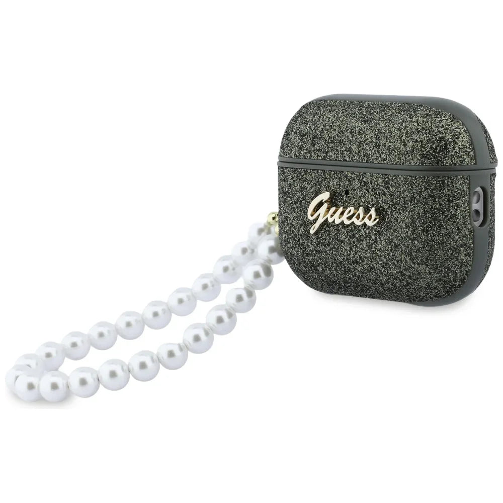 Guess AirPods Pro 3 - Θήκη από Σκληρό Πλαστικό - Glitter Pearl Strap - Khaki