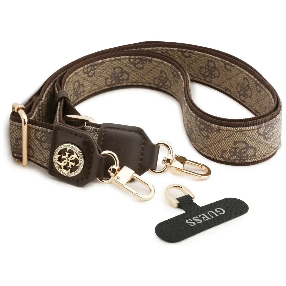 Guess CBDY 4G Tether Patch Strass Metal Logo - Universal Λουράκι για Θήκη Κινητού - Brown