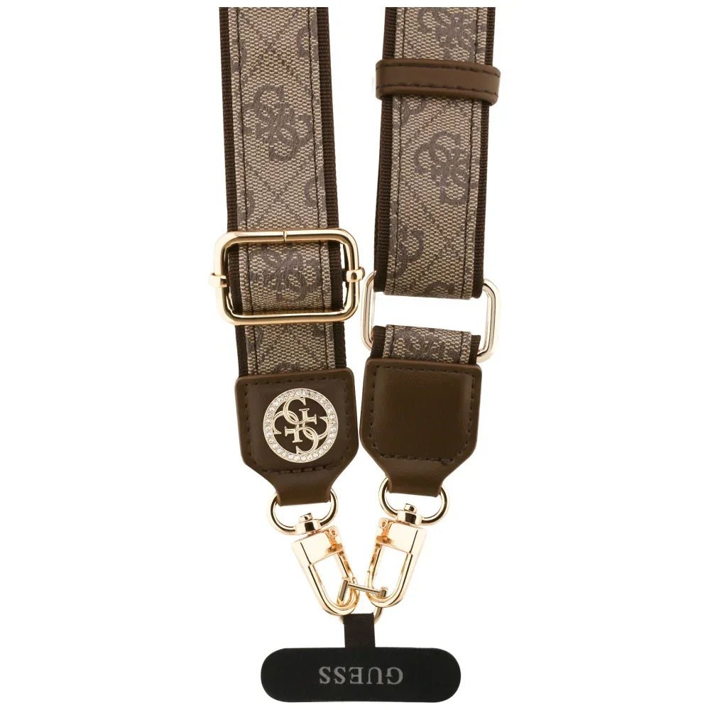 Guess CBDY 4G Tether Patch Strass Metal Logo - Universal Λουράκι για Θήκη Κινητού - Brown