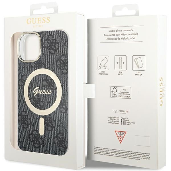 Guess iPhone 15 Plus / 14 Plus Σκληρή Θήκη με Πλαίσιο Σιλικόνης και MagSafe - IML 4G MagSafe - Black