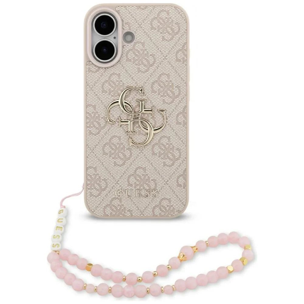 Guess iPhone 17 - 4G Strap 4G Classic Logo - Σκληρή Θήκη με Επένδυση Συνθετικού Δέρματος και Λουράκι - Pink