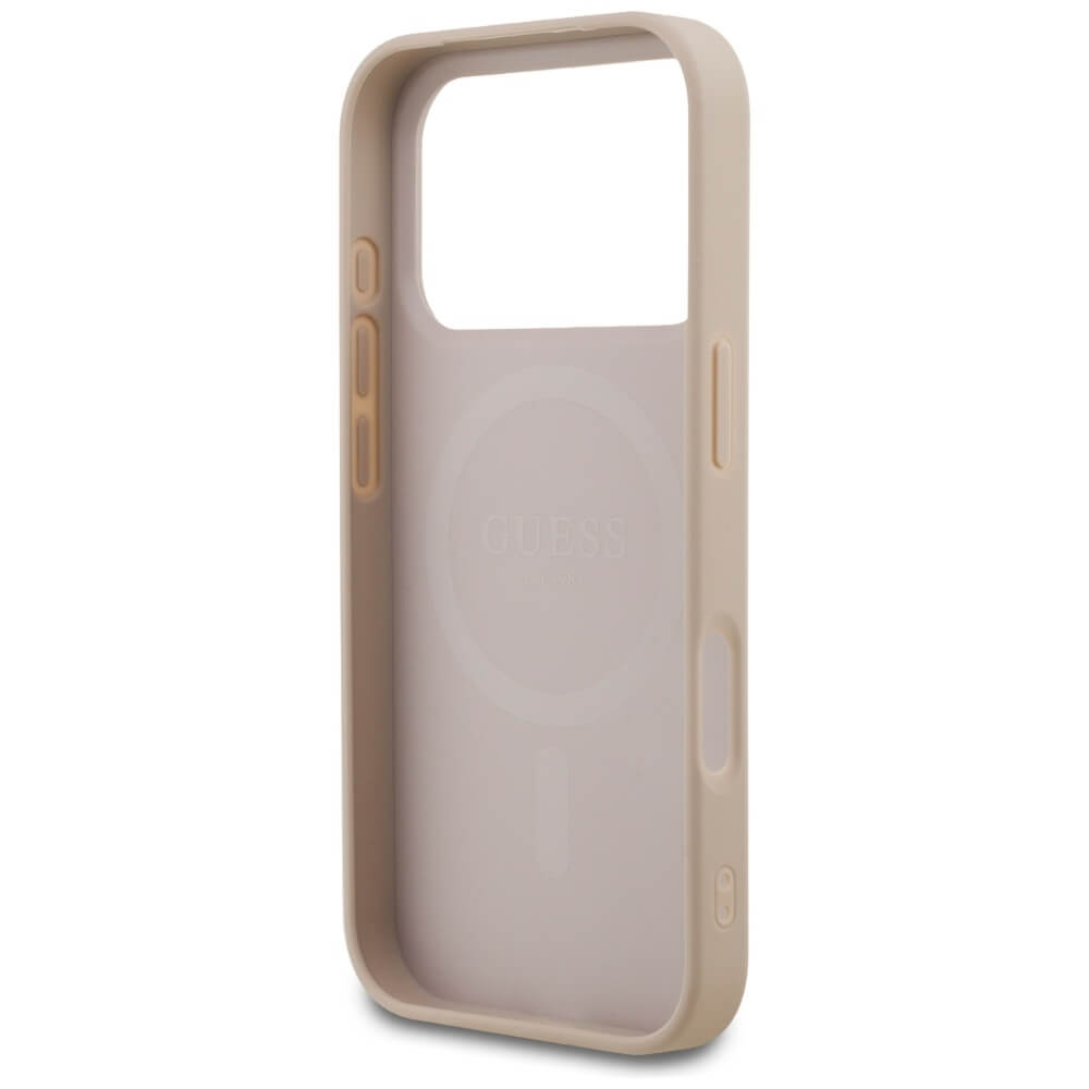 Guess iPhone 17 Pro - 4G Small Classic Logo MagSafe - Σκληρή Θήκη με Πλαίσιο Σιλικόνης και Επένδυση Συνθετικού Δέρματος - Brown