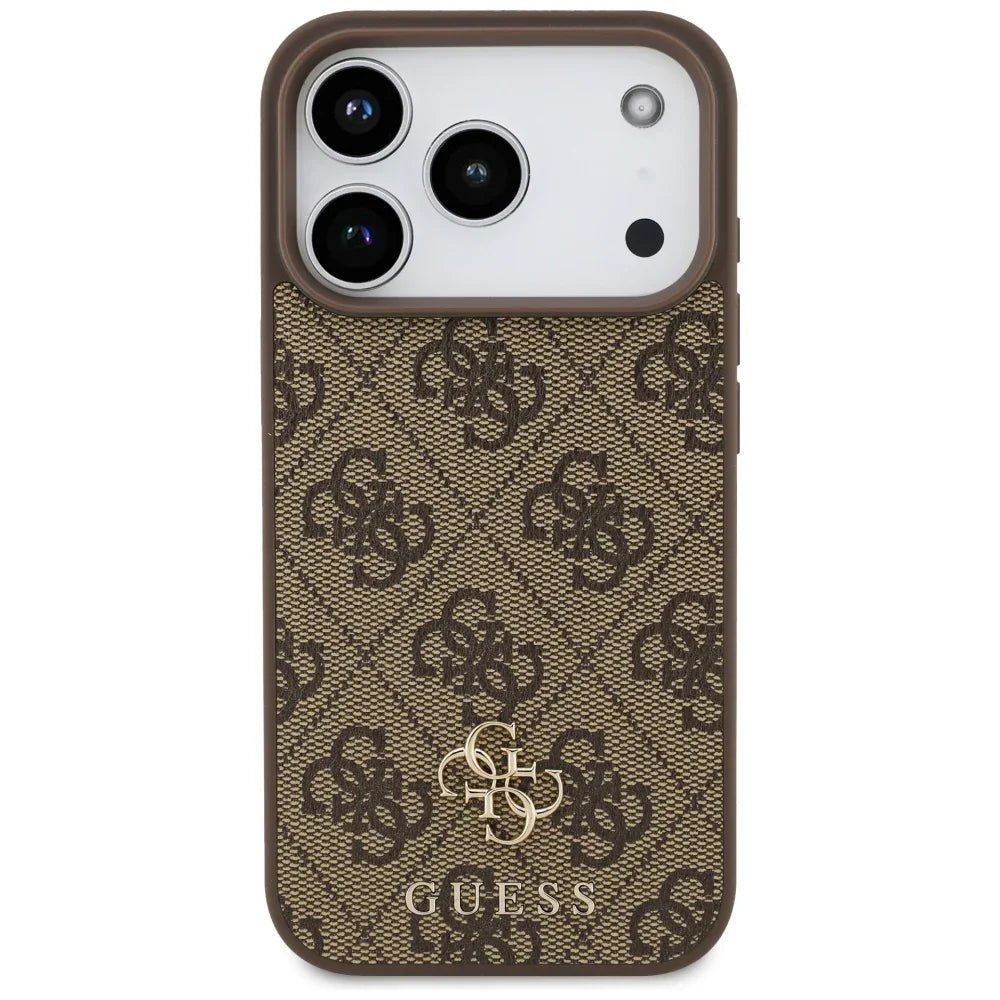 Guess iPhone 17 Pro - 4G Small Classic Logo MagSafe - Σκληρή Θήκη με Πλαίσιο Σιλικόνης και Επένδυση Συνθετικού Δέρματος - Brown