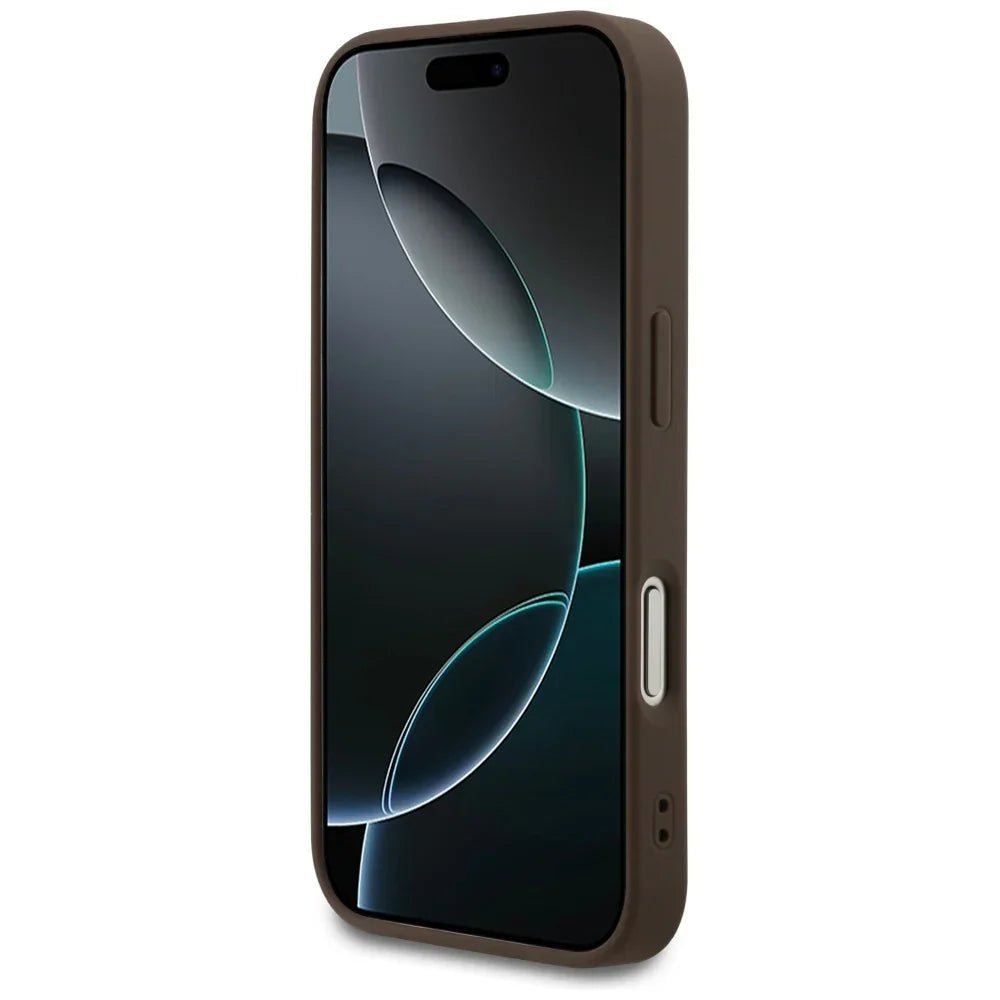 Guess iPhone 17 Pro - 4G Small Classic Logo MagSafe - Σκληρή Θήκη με Πλαίσιο Σιλικόνης και Επένδυση Συνθετικού Δέρματος - Brown