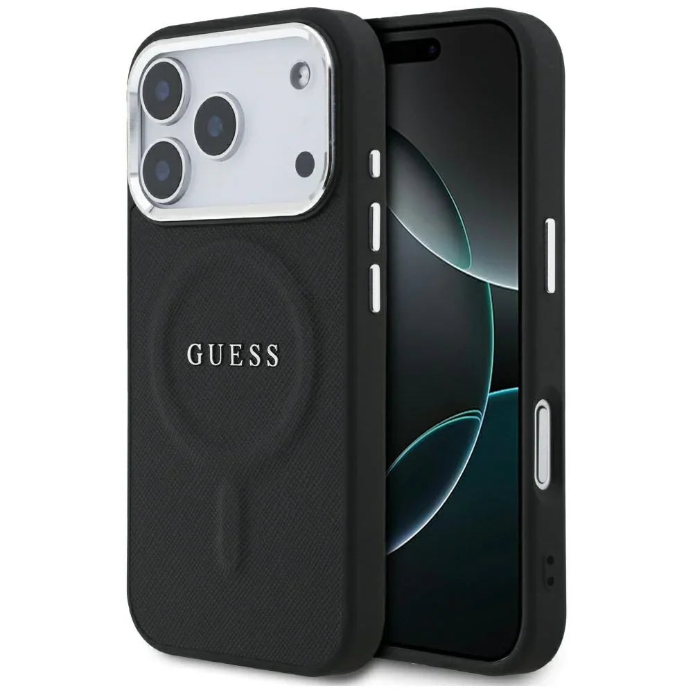 Guess iPhone 17 Pro - Classic Logo MagSafe - Σκληρή Θήκη με Επένδυση Οικολογικού Δέρματος - Black
