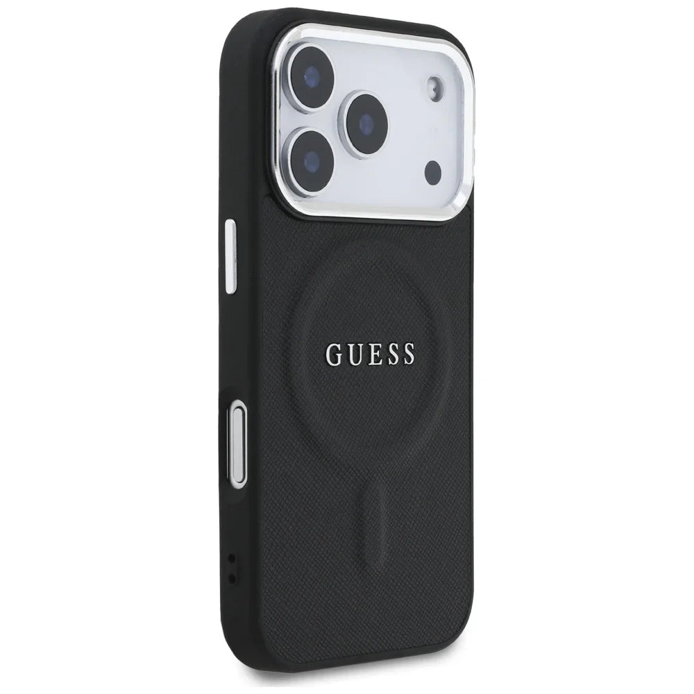 Guess iPhone 17 Pro - Classic Logo MagSafe - Σκληρή Θήκη με Επένδυση Οικολογικού Δέρματος - Black