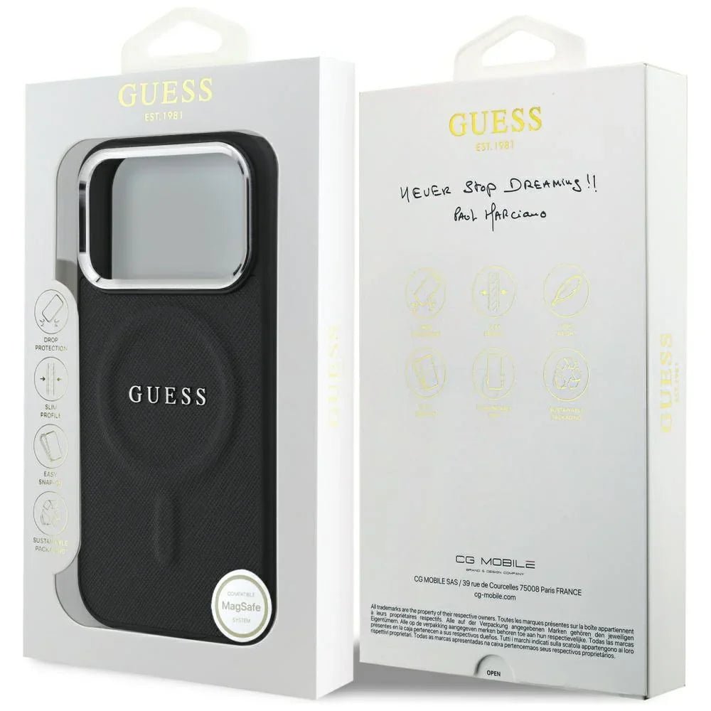 Guess iPhone 17 Pro - Classic Logo MagSafe - Σκληρή Θήκη με Επένδυση Οικολογικού Δέρματος - Black