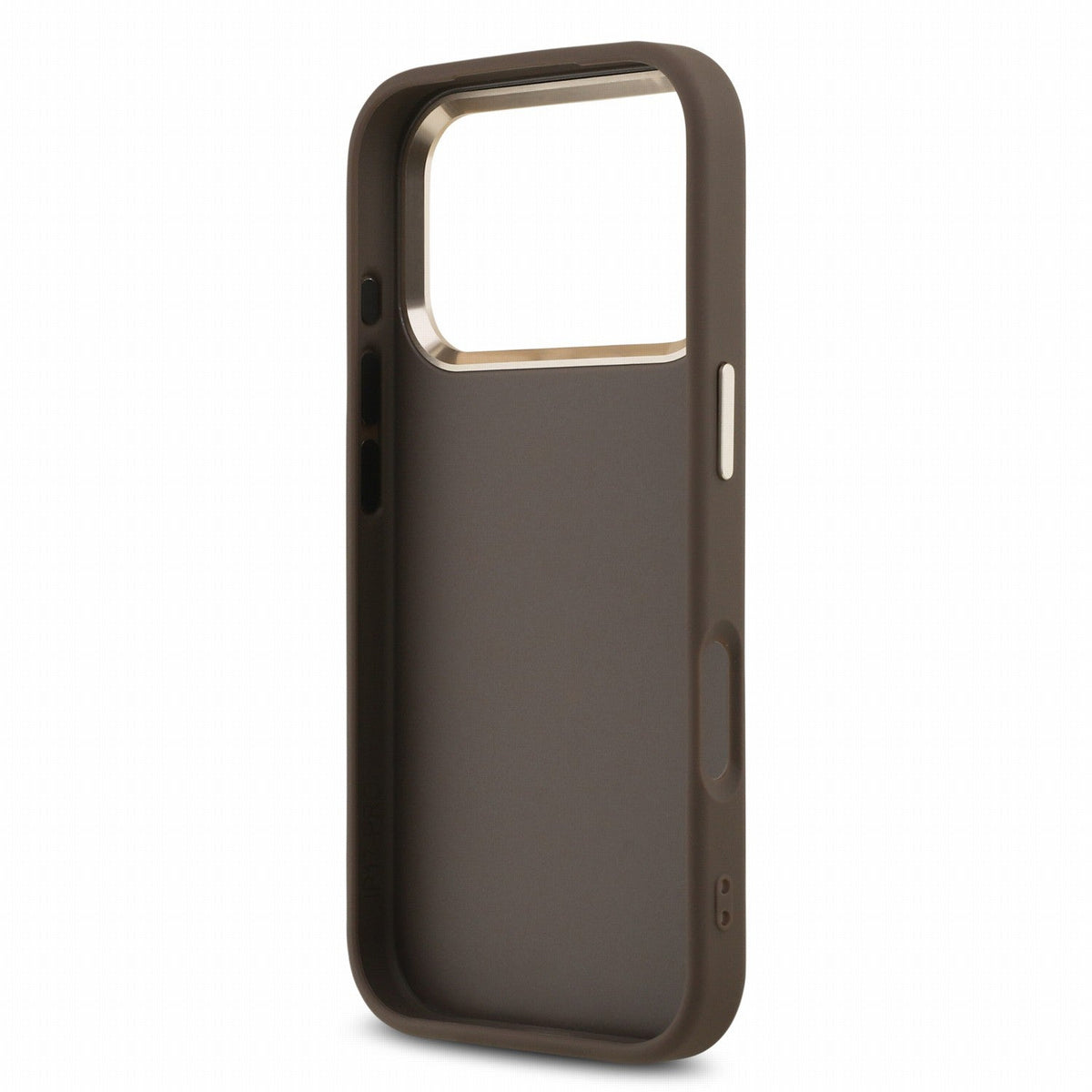 Guess iPhone 17 Pro / iPhone 18 Pro - Σκληρή Θήκη με Επένδυση Συνθετικού Δέρματος και Λουράκι - PU 4G Metal Logo Strap - Brown