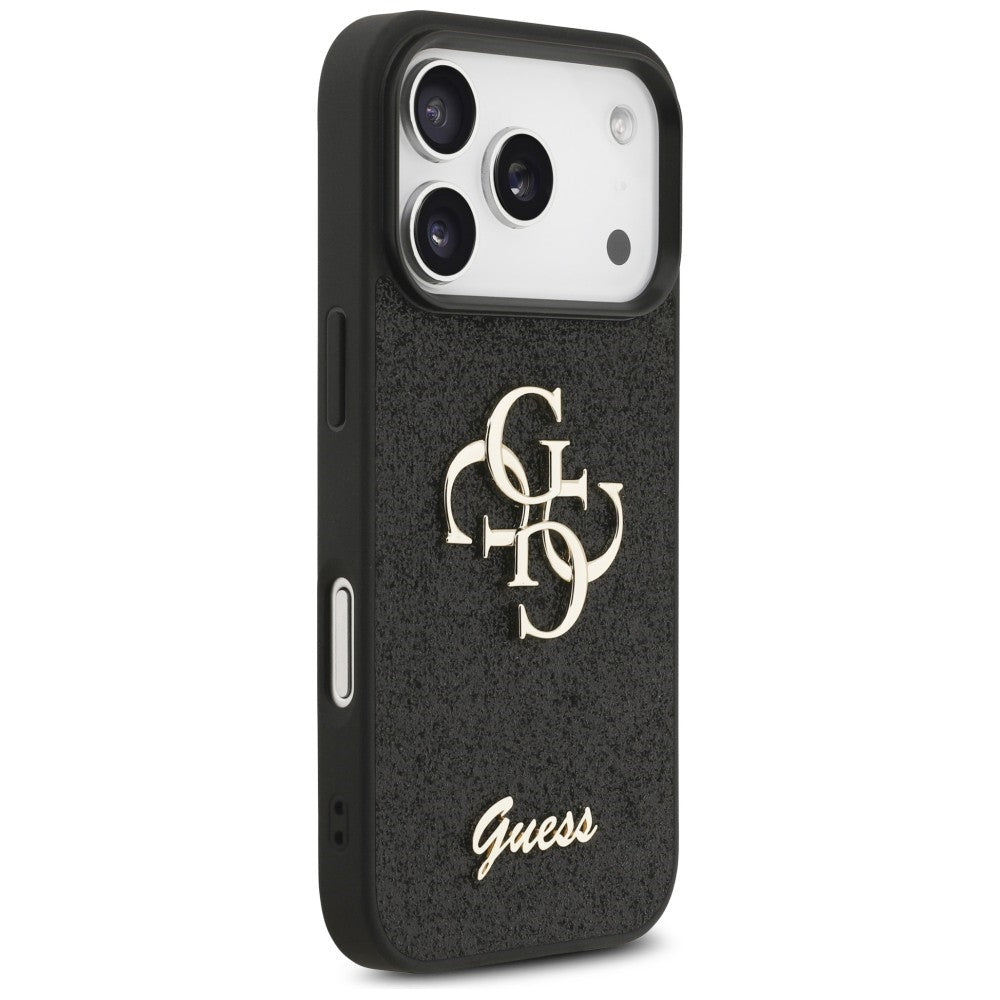 Guess iPhone 17 Pro / iPhone 18 Pro - Σκληρή Θήκη με Πλαίσιο Σιλικόνης - Fixed Glitter Big 4G - Black - GUHCP18LHG4SGK
