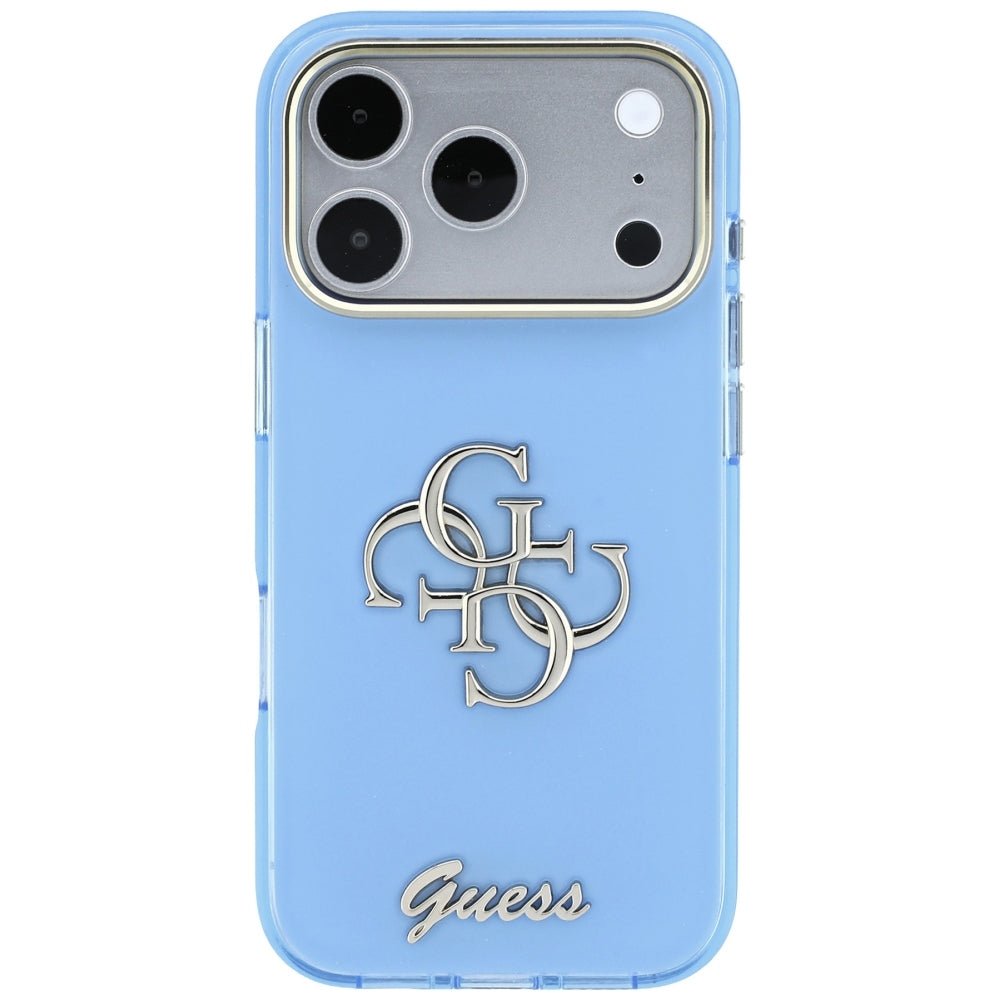 Guess iPhone 17 Pro / iPhone 18 Pro - Σκληρή Θήκη με Πλαίσιο Σιλικόνης - IML 4G Script Metal - Light Blue
