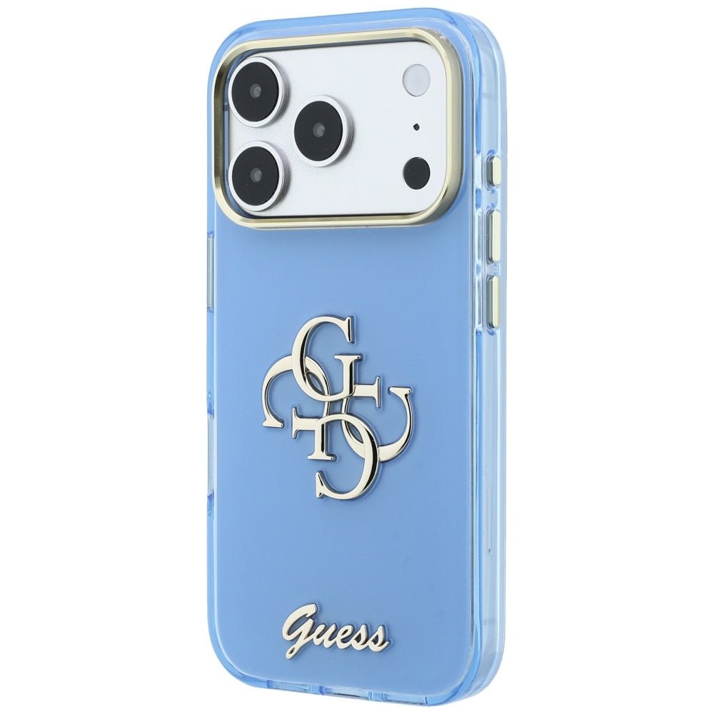 Guess iPhone 17 Pro / iPhone 18 Pro - Σκληρή Θήκη με Πλαίσιο Σιλικόνης - IML 4G Script Metal - Light Blue