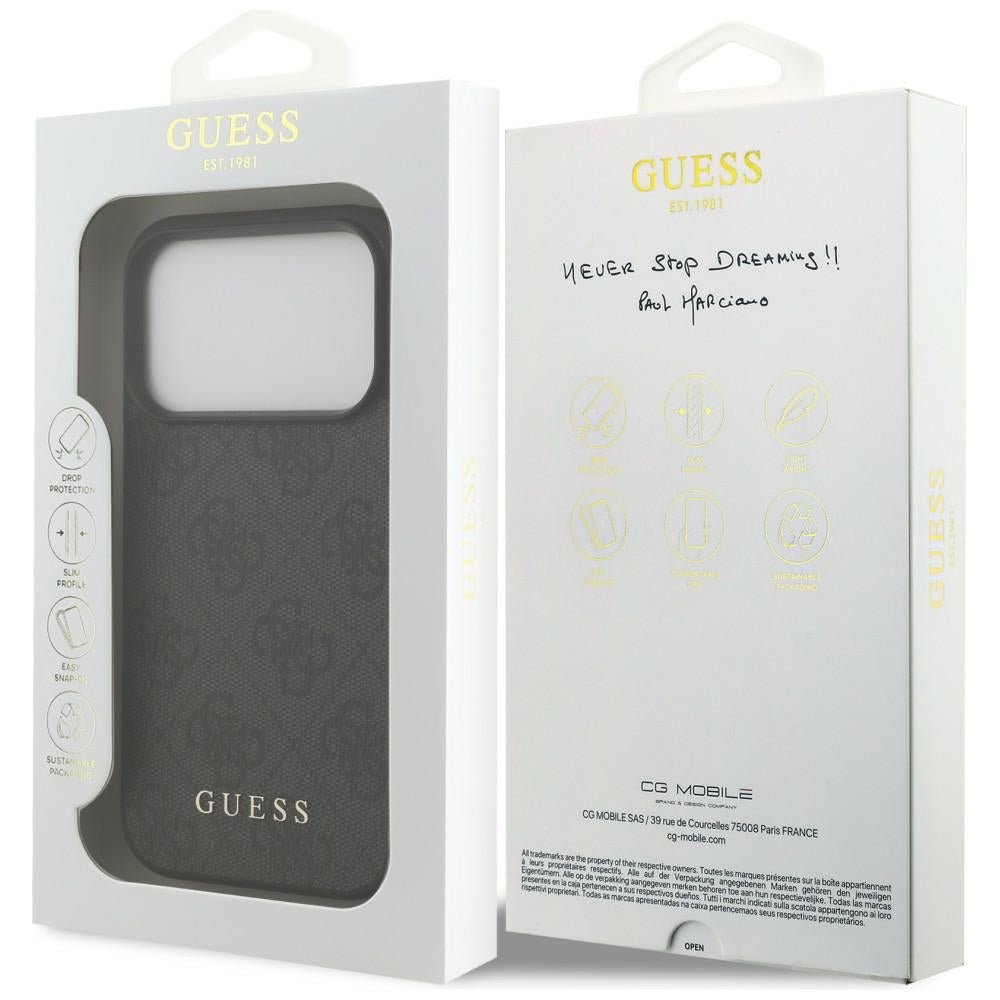Guess iPhone 17 Pro / iPhone 18 Pro - Σκληρή Θήκη με Πλαίσιο Σιλικόνης και Επένδυση Συνθετικού Δέρματος - 4G Classic - Black