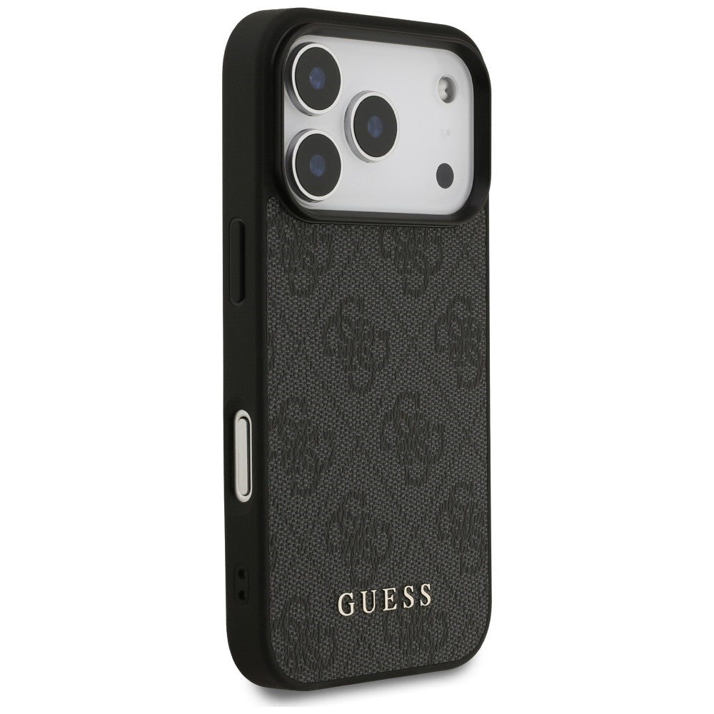 Guess iPhone 17 Pro / iPhone 18 Pro - Σκληρή Θήκη με Πλαίσιο Σιλικόνης και Επένδυση Συνθετικού Δέρματος - 4G Classic - Black