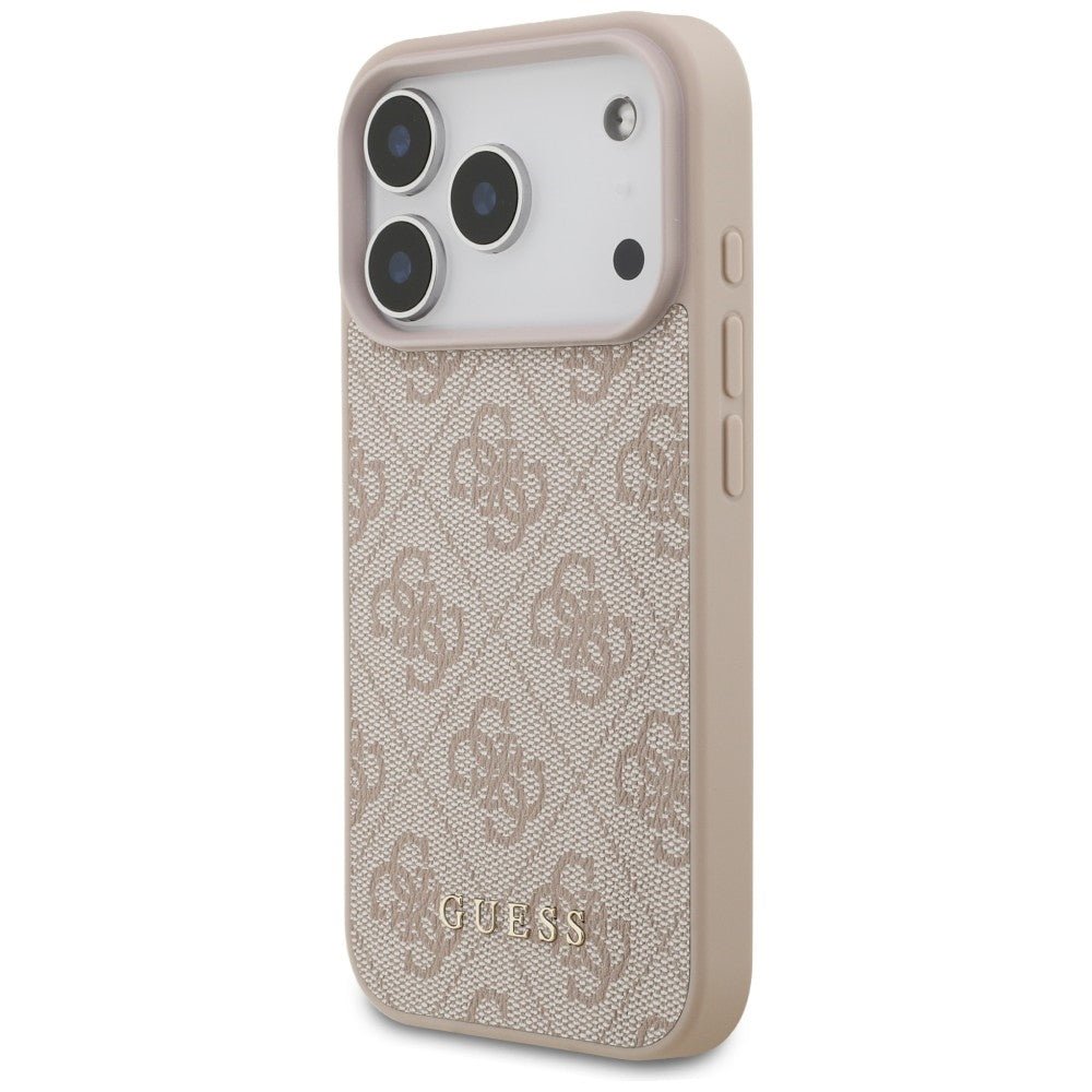 Guess iPhone 17 Pro / iPhone 18 Pro - Σκληρή Θήκη με Πλαίσιο Σιλικόνης και Επένδυση Συνθετικού Δέρματος - 4G Classic - Pink