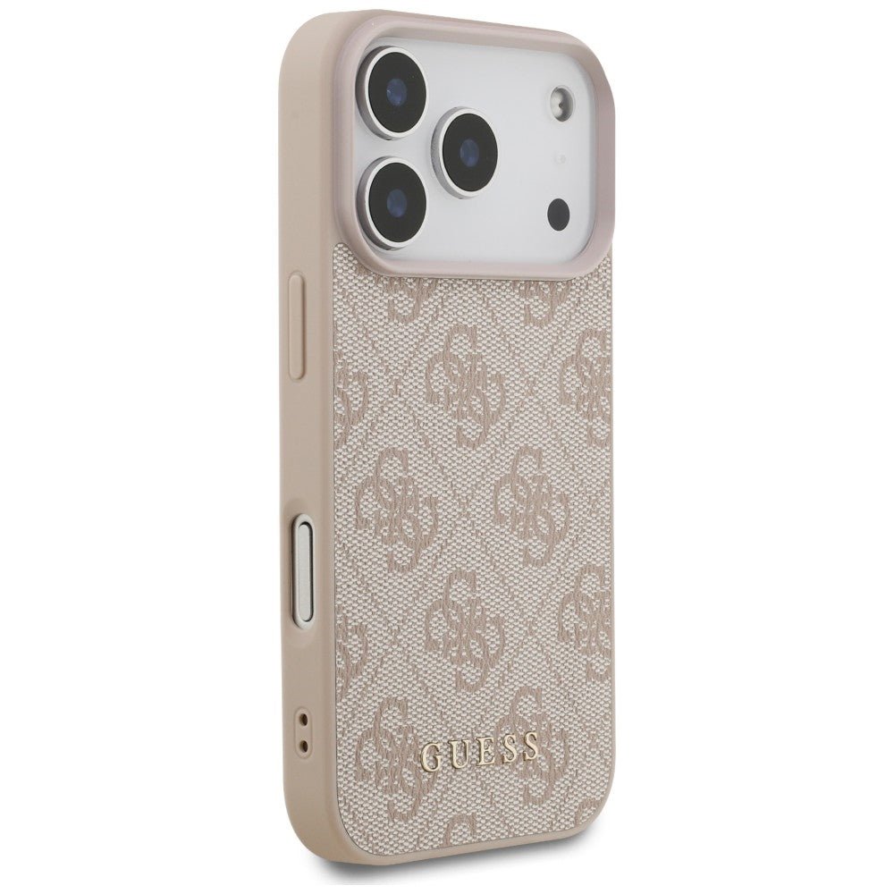 Guess iPhone 17 Pro / iPhone 18 Pro - Σκληρή Θήκη με Πλαίσιο Σιλικόνης και Επένδυση Συνθετικού Δέρματος - 4G Classic - Pink
