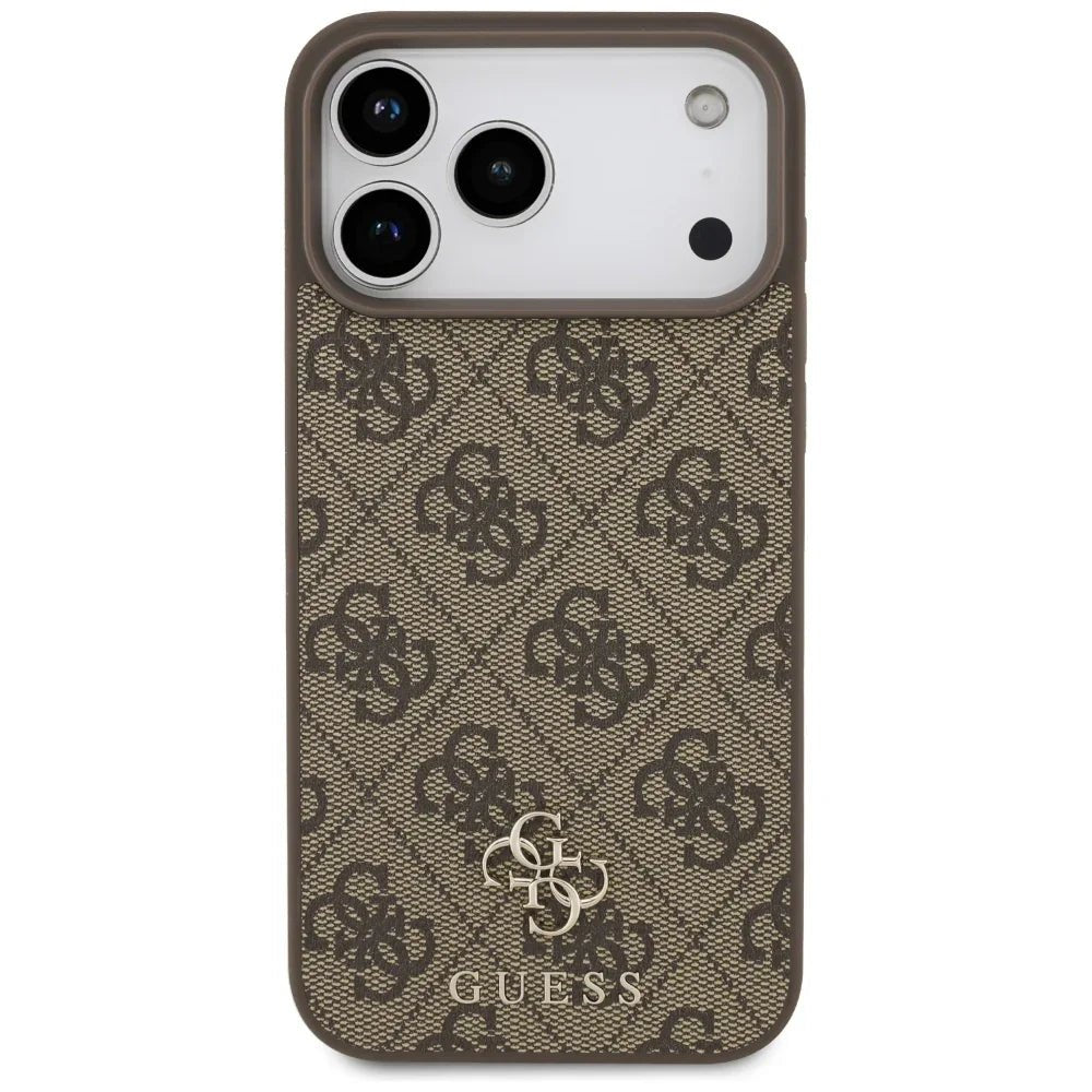 Guess iPhone 17 Pro Max - 4G Small Classic Logo MagSafe - Σκληρή Θήκη με Πλαίσιο Σιλικόνης και Επένδυση Συνθετικού Δέρματος - Brown