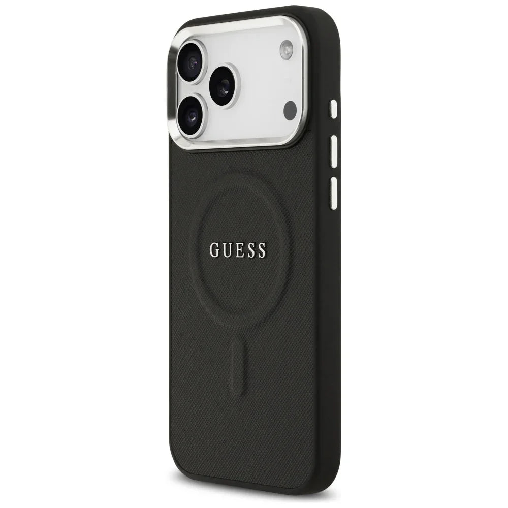 Guess iPhone 17 Pro Max - Classic Logo MagSafe - Σκληρή Θήκη με Επένδυση Οικολογικού Δέρματος - Black