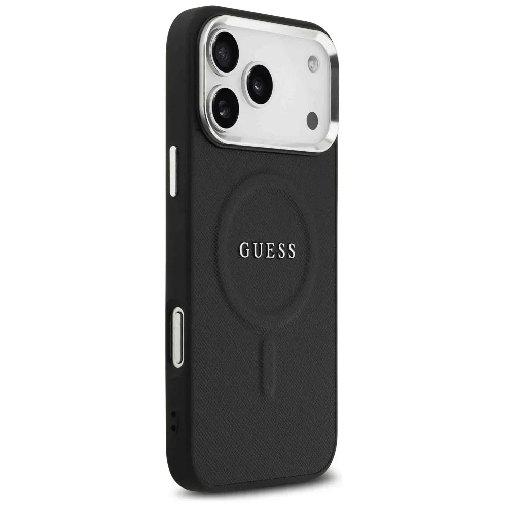 Guess iPhone 17 Pro Max - Classic Logo MagSafe - Σκληρή Θήκη με Επένδυση Οικολογικού Δέρματος - Black