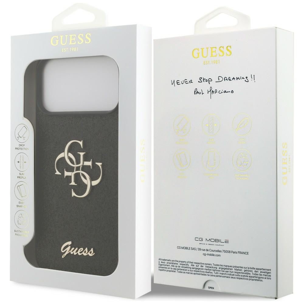 Guess iPhone 17 Pro Max / iPhone 18 Pro Max - Σκληρή Θήκη με Πλαίσιο Σιλικόνης - Fixed Glitter Big 4G - Black - GUHCP18XHG4SGK