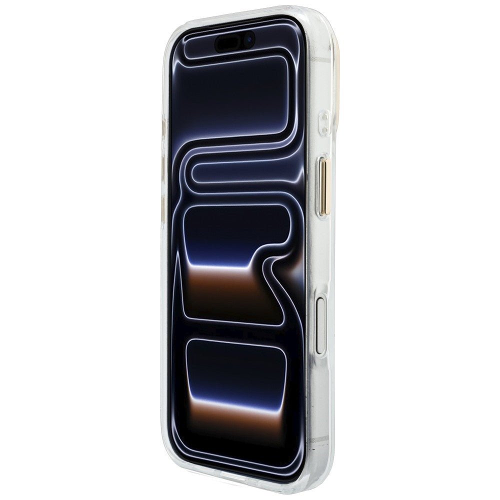Guess iPhone 17 Pro Max / iPhone 18 Pro Max - Σκληρή Θήκη με Πλαίσιο Σιλικόνης - IML 4G Script Metal - White