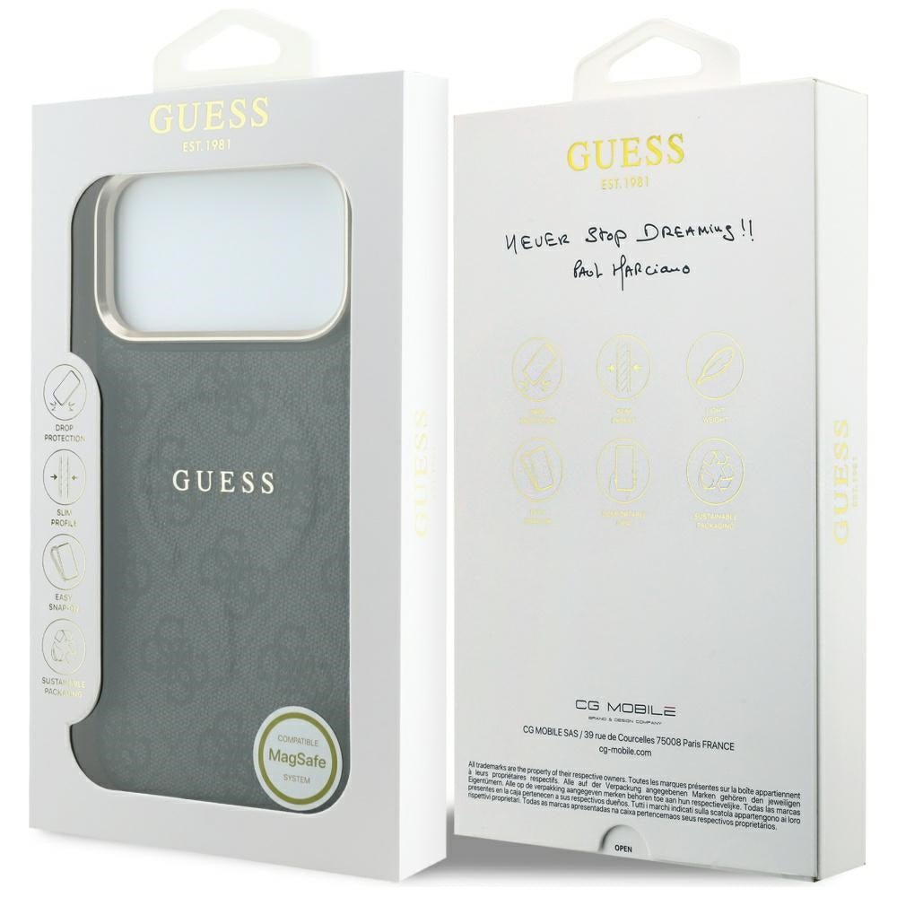 Guess iPhone 17 Pro Max / iPhone 18 Pro Max - Σκληρή Θήκη με Πλαίσιο Σιλικόνης και Επένδυση Οικολογικού Δέρματος - Embossed 4G Classic MagSafe - Black - GUHMP18XP4MSEGCK