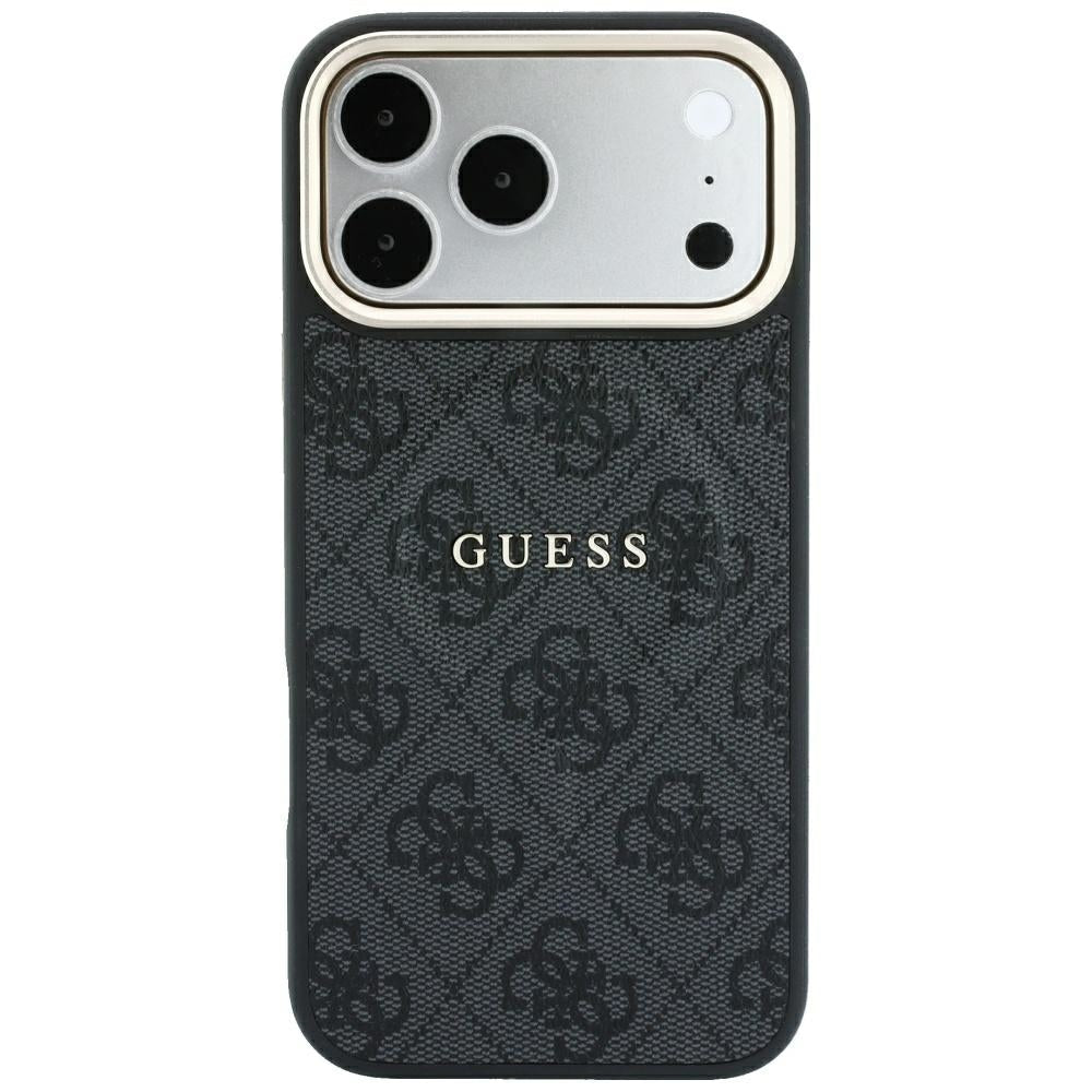 Guess iPhone 17 Pro Max / iPhone 18 Pro Max - Σκληρή Θήκη με Πλαίσιο Σιλικόνης και Επένδυση Οικολογικού Δέρματος - Embossed 4G Classic MagSafe - Black - GUHMP18XP4MSEGCK