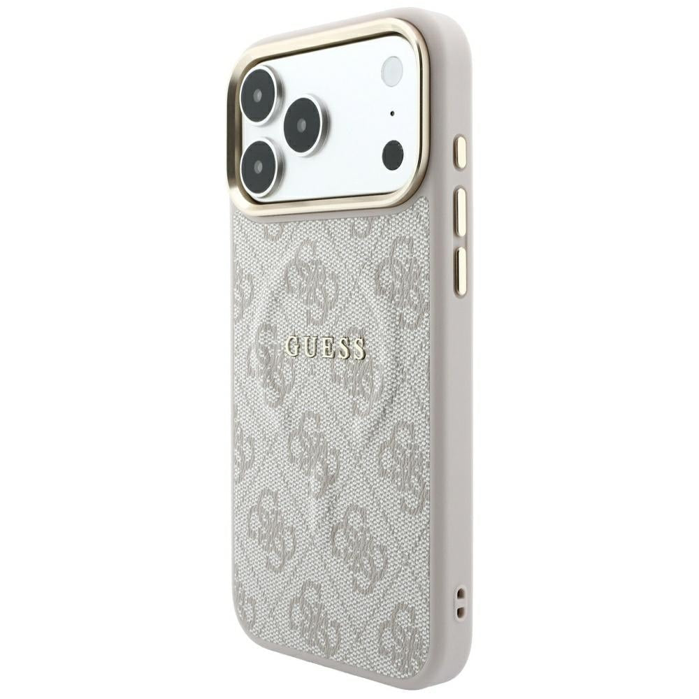 Guess iPhone 17 Pro Max / iPhone 18 Pro Max - Σκληρή Θήκη με Πλαίσιο Σιλικόνης και Επένδυση Οικολογικού Δέρματος - Embossed 4G Classic MagSafe - Pink - GUHMP18XP4MSEGCP