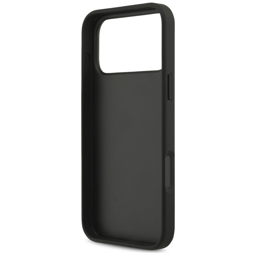 Guess iPhone 17 Pro Max / iPhone 18 Pro Max - Σκληρή Θήκη με Πλαίσιο Σιλικόνης και Επένδυση Συνθετικού Δέρματος - 4G Big Logo - Black