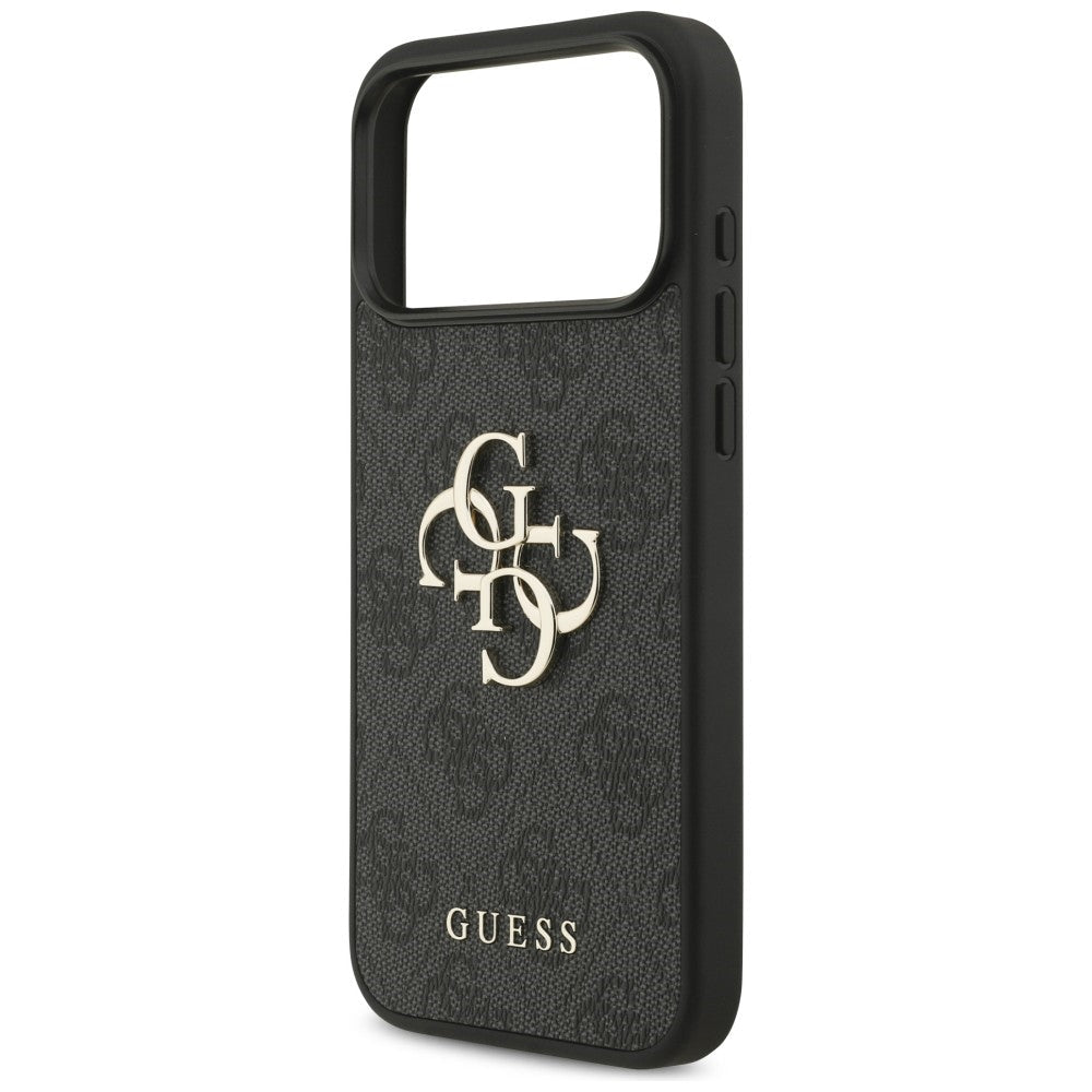Guess iPhone 17 Pro Max / iPhone 18 Pro Max - Σκληρή Θήκη με Πλαίσιο Σιλικόνης και Επένδυση Συνθετικού Δέρματος - 4G Big Logo - Black