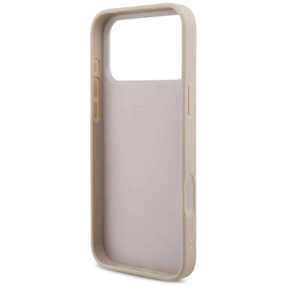 Guess iPhone 17 Pro Max / iPhone 18 Pro Max - Σκληρή Θήκη με Πλαίσιο Σιλικόνης και Επένδυση Συνθετικού Δέρματος - 4G Big Logo - Pink
