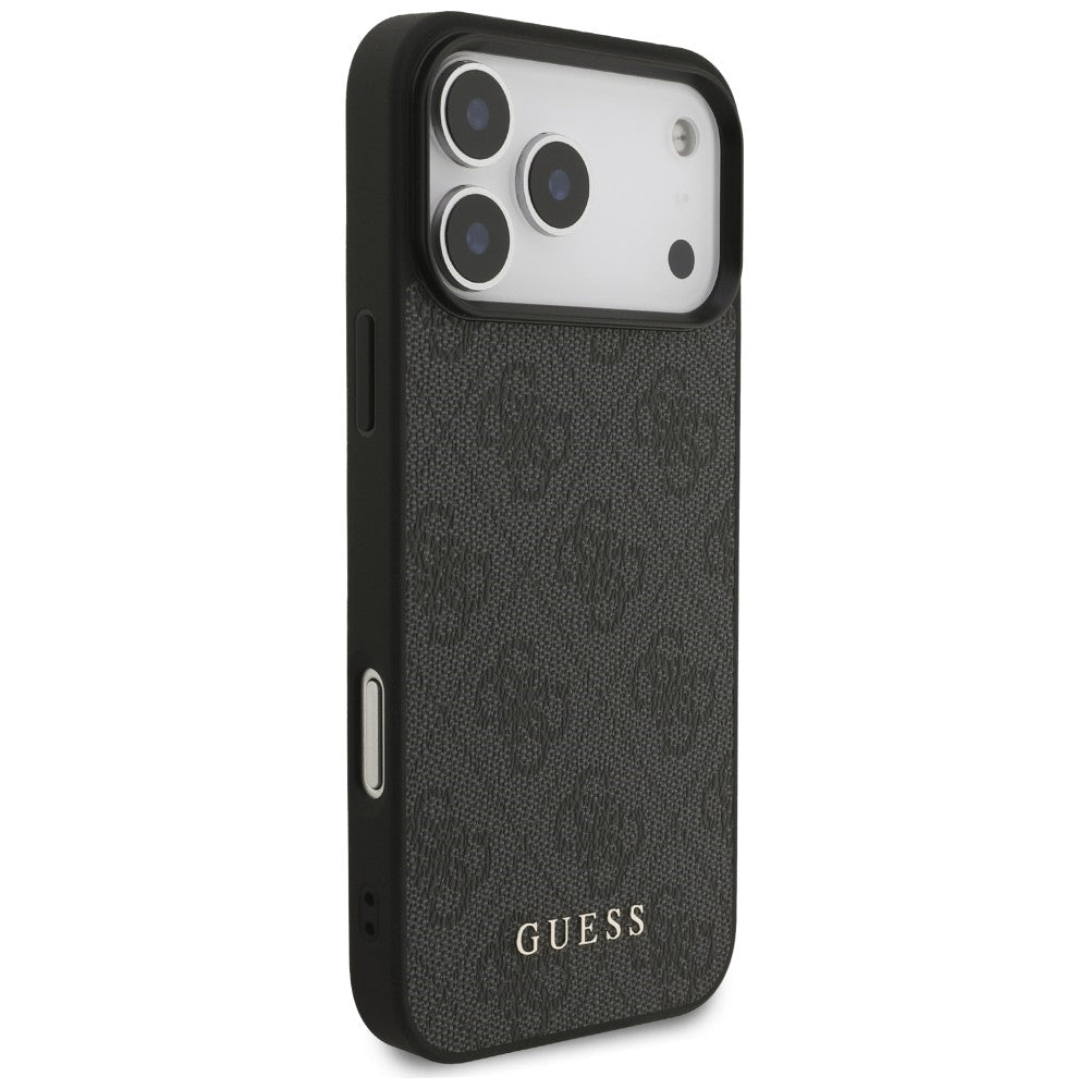 Guess iPhone 17 Pro Max / iPhone 18 Pro Max - Σκληρή Θήκη με Πλαίσιο Σιλικόνης και Επένδυση Συνθετικού Δέρματος - 4G Classic - Black