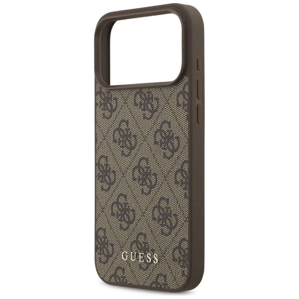 Guess iPhone 17 Pro Max / iPhone 18 Pro Max - Σκληρή Θήκη με Πλαίσιο Σιλικόνης και Επένδυση Συνθετικού Δέρματος - 4G Classic - Brown